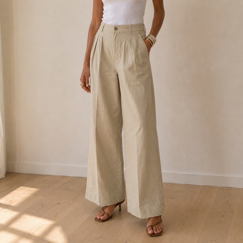 Vintage Y2K GAP Pleated Wide Leg Trousers High Rise Minimalist Quiet Luxury 6 - Picture 2 of 9